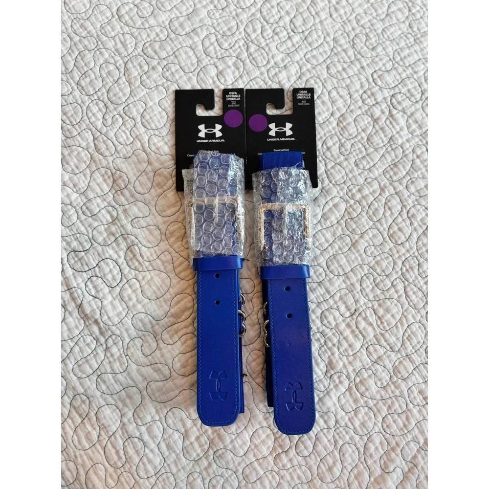 Under Armour Baseball Belt Royal Blue Adult OSFA Set of 2 Adjustable UA Logo